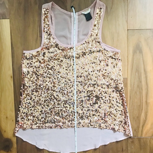 Sparkly blush & copper sequined boutique tank sz M - Picture 8 of 8